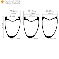 [ULTRALIGHT]  700C 40x28mm  Asymetric Carbon Tubeless Hooked/Hookless / Tubular Road Bike Rim